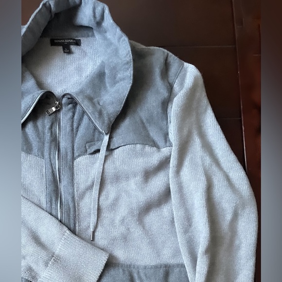 Men’s Banana Republic zip up sweater jacket, gray size large - Picture 6 of 6